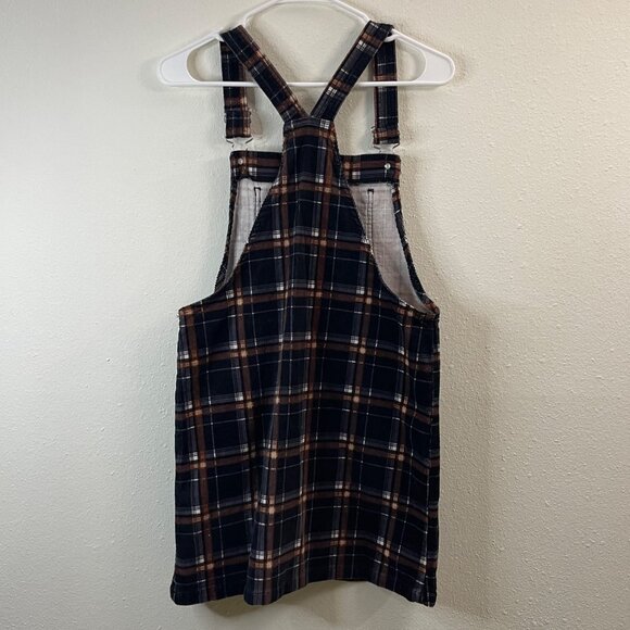 Plaid Corduroy Pinafore Dress With Adjustable Straps For Casual Or Layered Wear - Picture 6 of 13